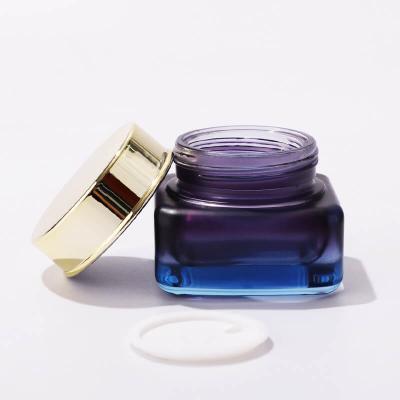 Square empty cosmetic glass cream jar with aluminum cover