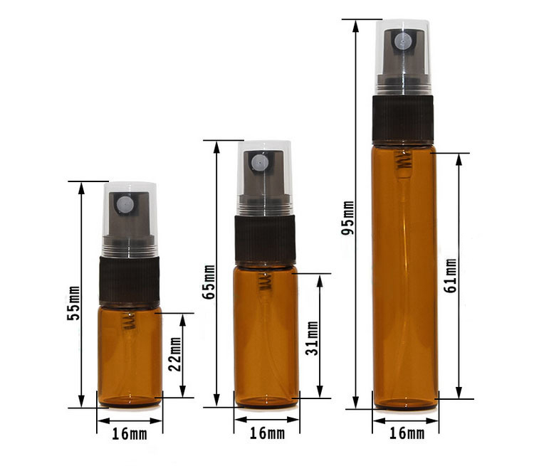 Amber mist spray tube bottles