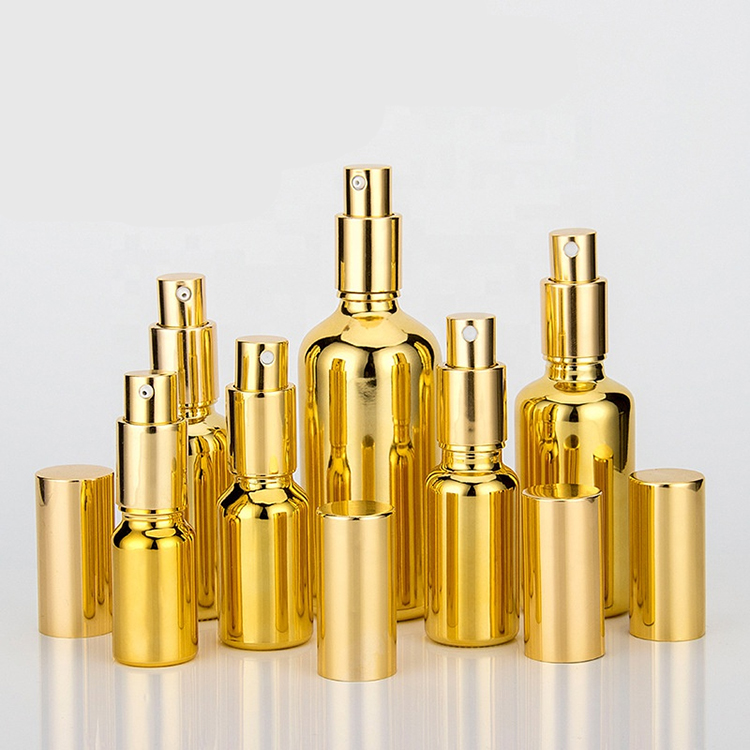 Gold silver essential oil glass bottle with pump dropper