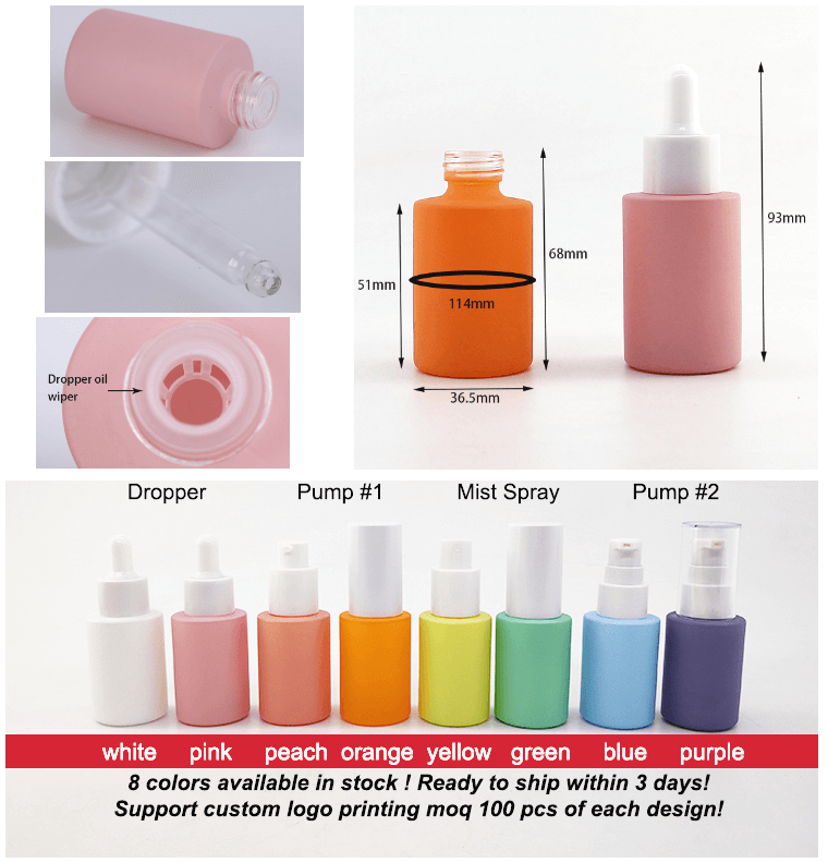 stock colorful bottle with dropper or pump