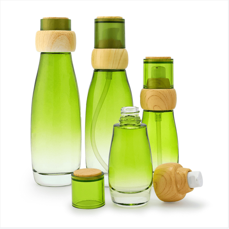glass bottle set with bamboo lid 