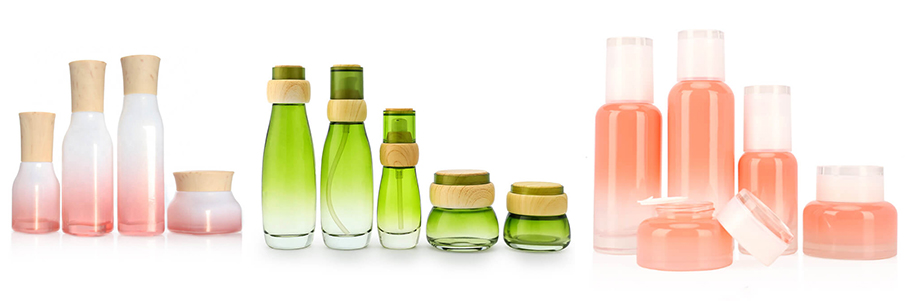 Wholesale cosmetic glass bottle set 