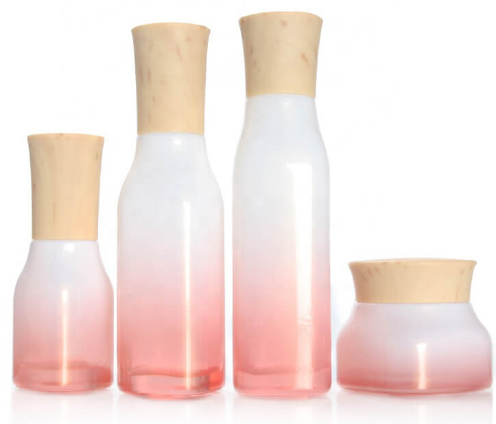 Special shape cosmetic glass bottle set 