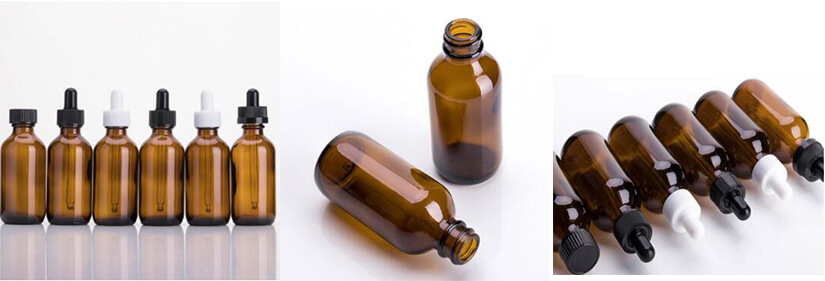 Boston round amber glass bottle