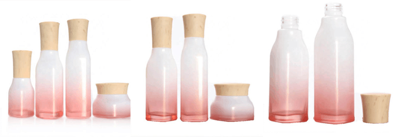 Unique gradient pink glass bottle