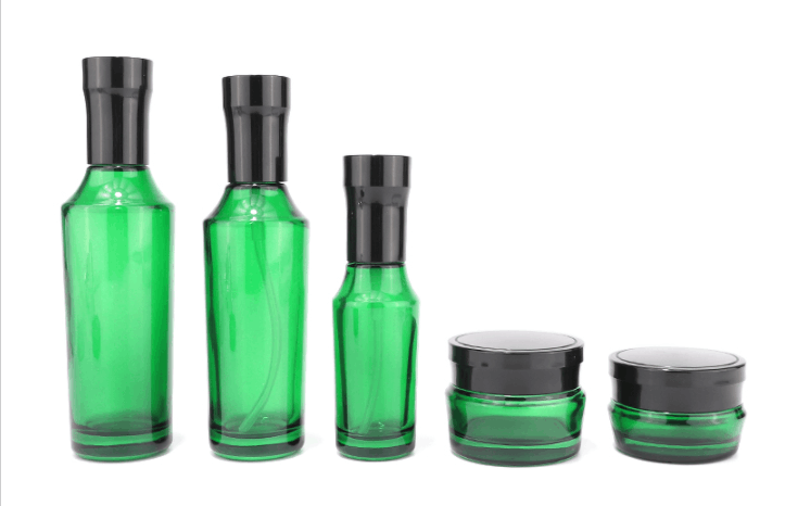 Green glass bottle set 