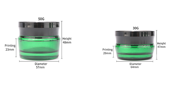 Specification of 30g 50g glass jars
