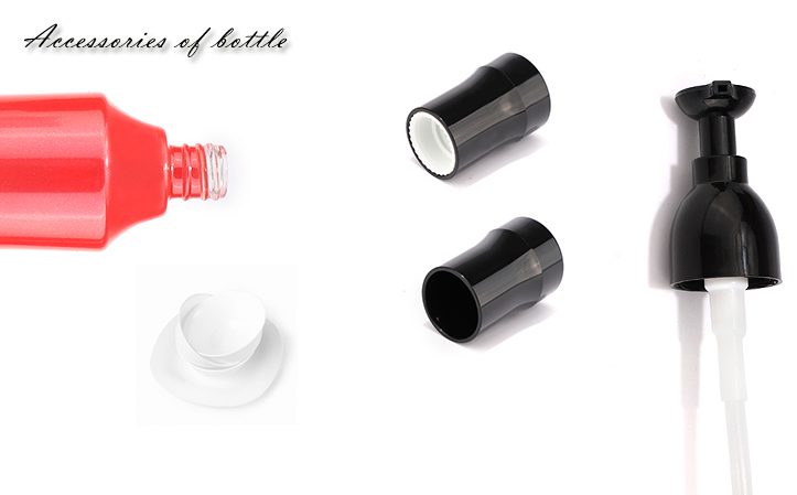 Accessories of red glass bottle 