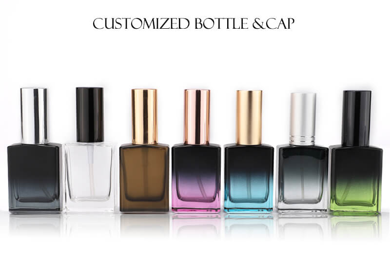 Customized square bottle and cap 30ml 