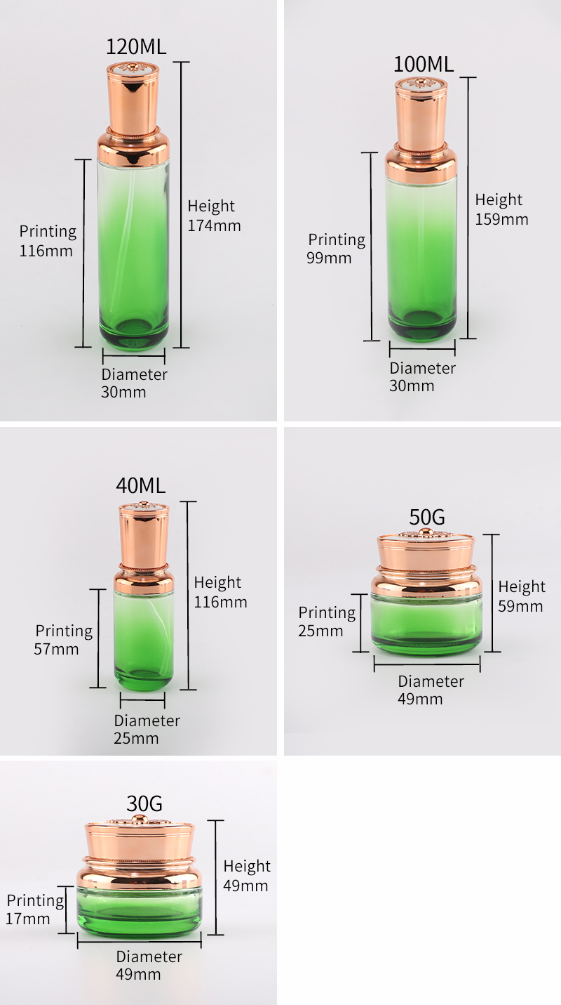 Sizes of green bottle jar 