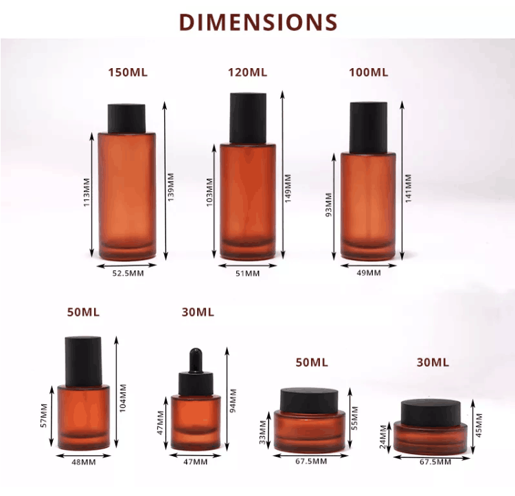 dimensiones del frasco de botella redondo esmerilado