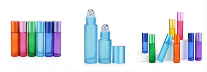 Glass roller bottle with steel ball 