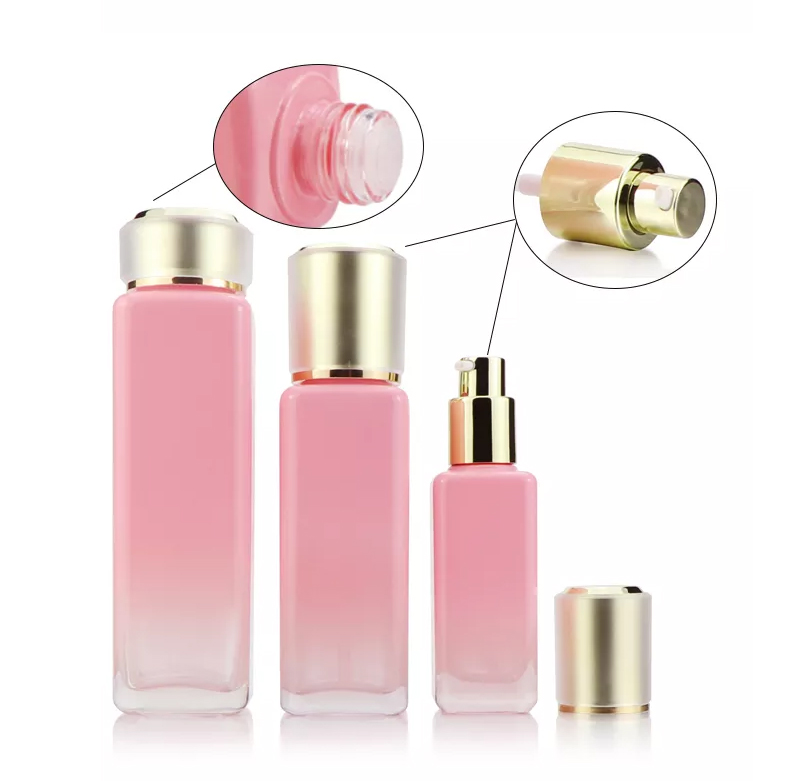 cosmetic glass bottle set for packaging 