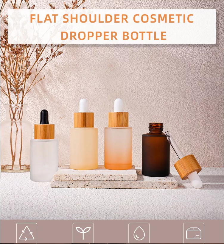 Wholesale flat shoulder glass dropper bottle 