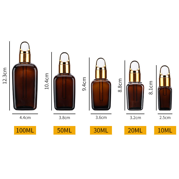 30ml 50ml 100ml square amber bottle 