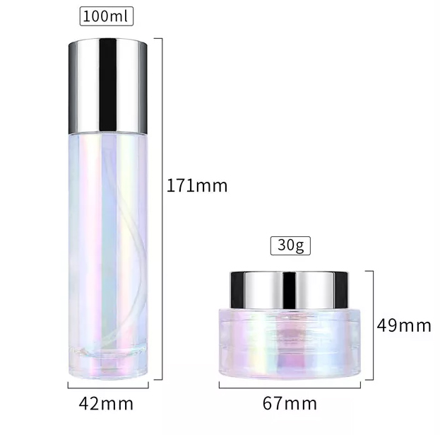 glass bottle with lotion pump for cosmetic packaging 