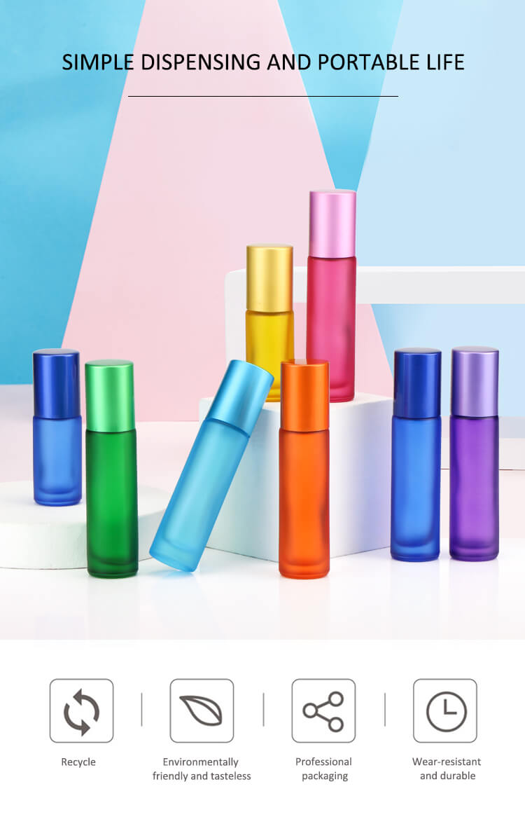 Matte colorful glass roller bottle 