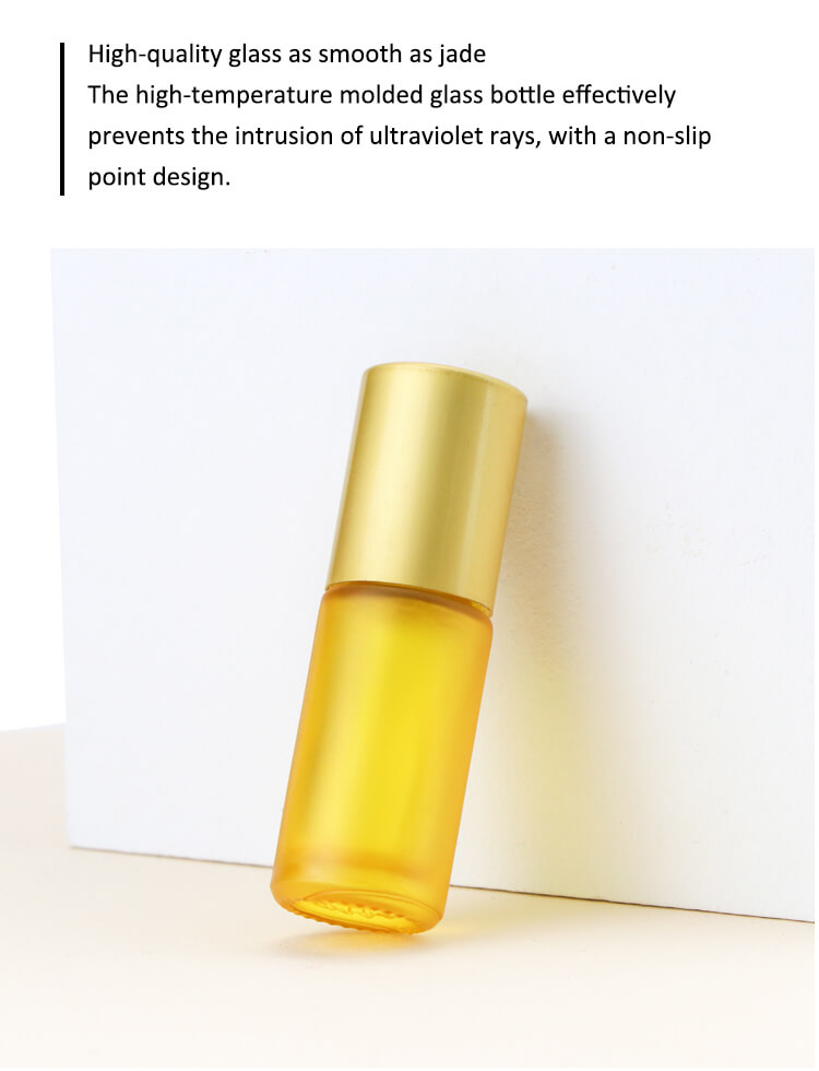 Matte yellow glass roll on bottle 