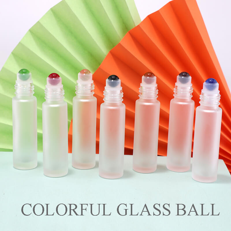 Glass bottle with colorful glass ball 
