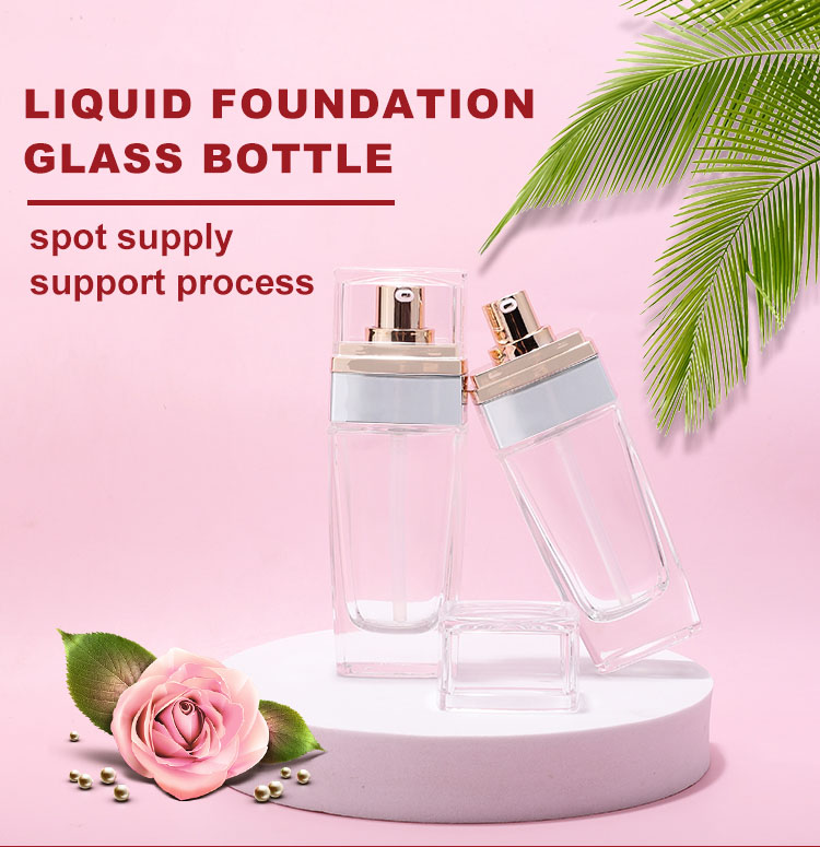 square glass bottle with lotion pump 