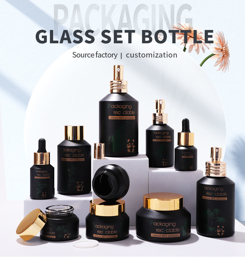 Wholesale matte black glass bottle set 