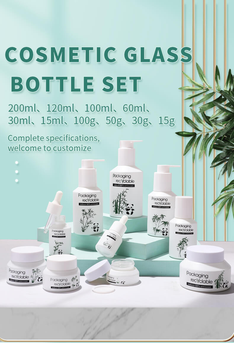 Cosmetic glass bottle set for cosmetic packaging 