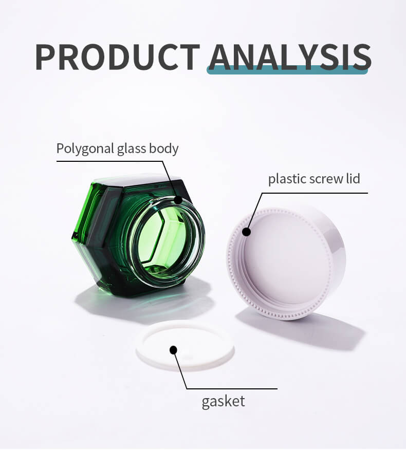 Hexagon design custom glass cream jar