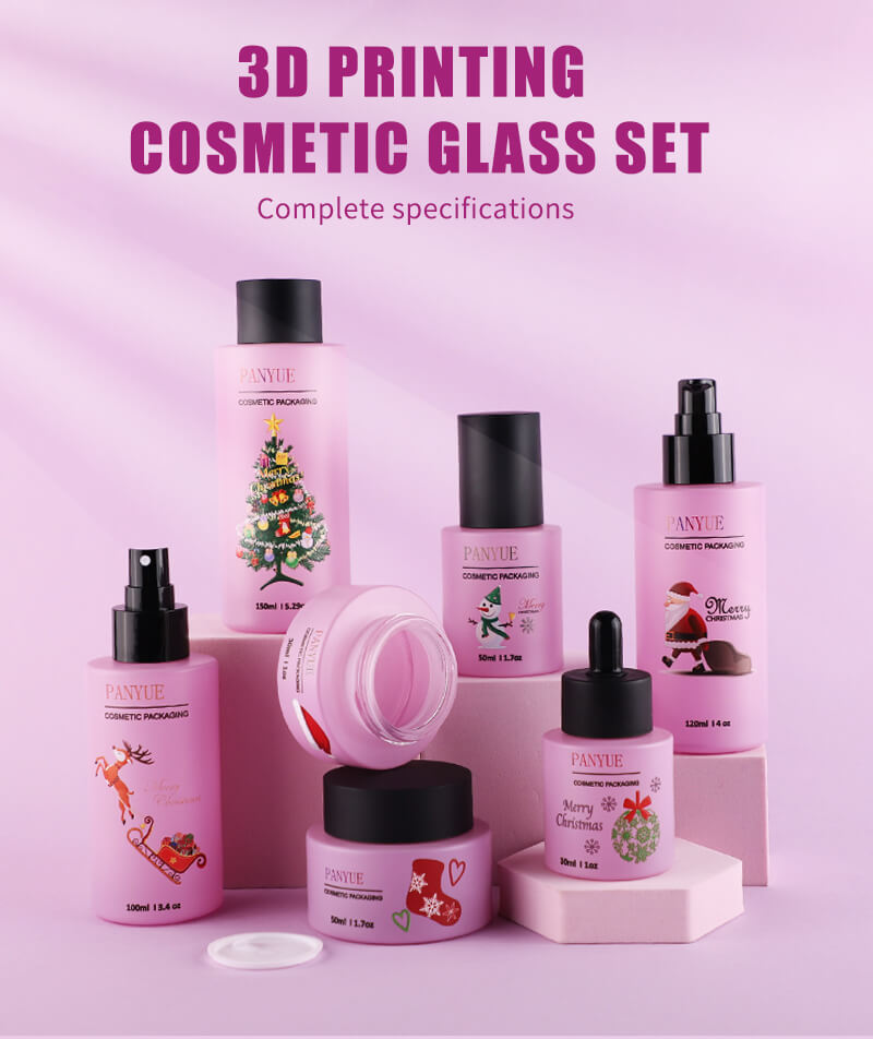 Custom color cosmetic glass bottle set 