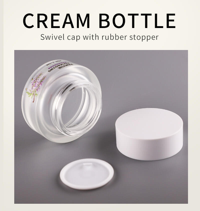 Glass cream jar with white plastic screw lid