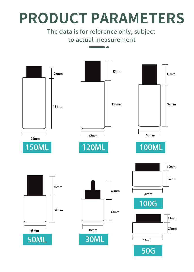 glass bottle set for cosmetic packaging 