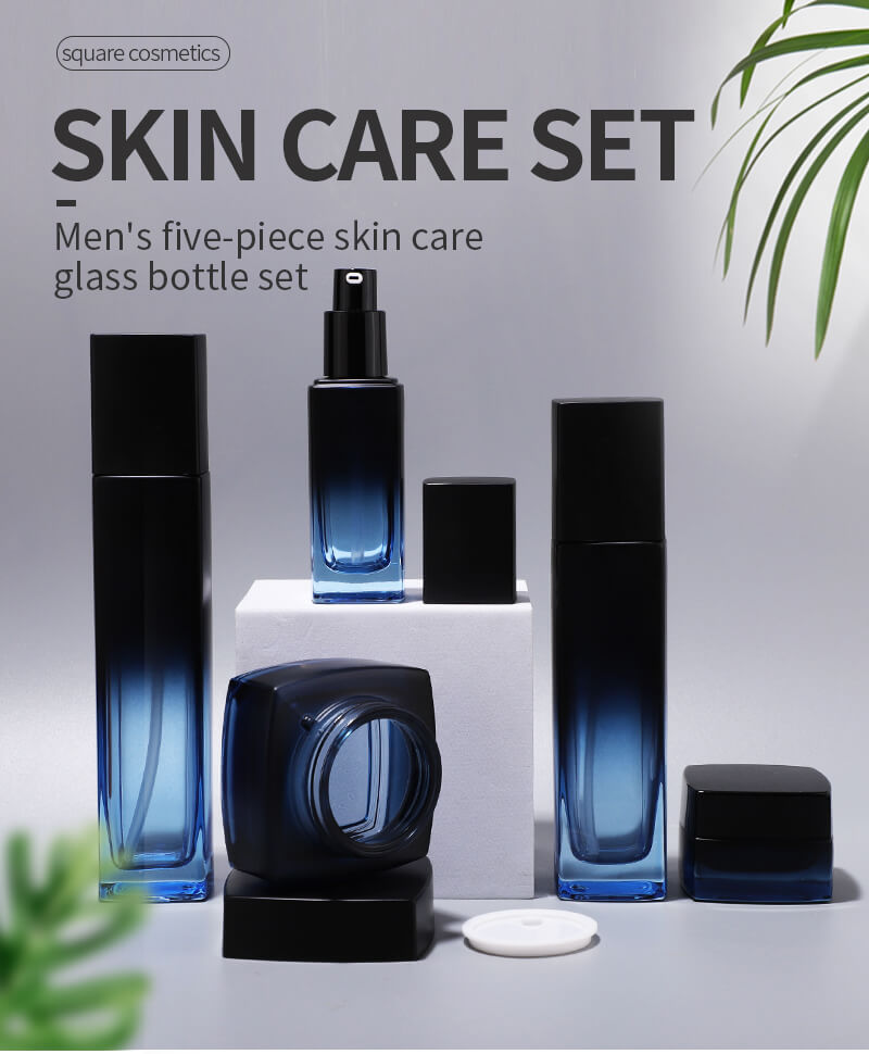 Skincare cosmetic glass bottle set 