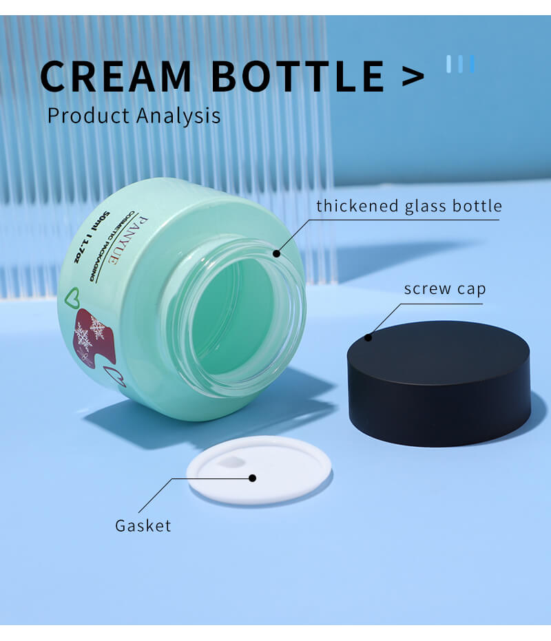 Glass jar packing for cream with screw lid