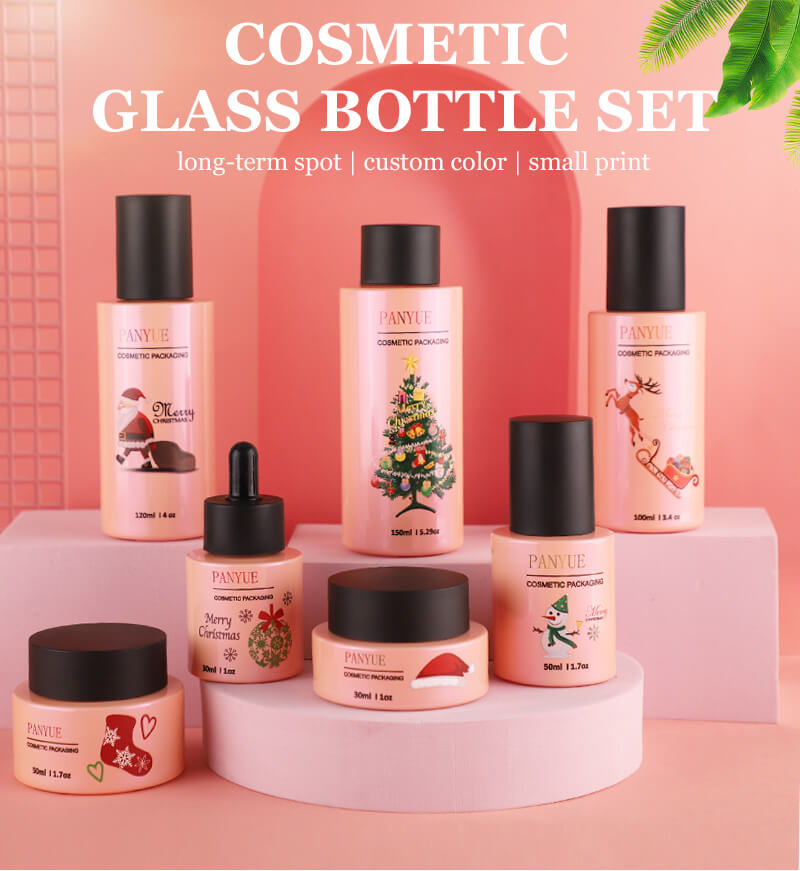 Luxury empty cosmetic glass bottle set packing