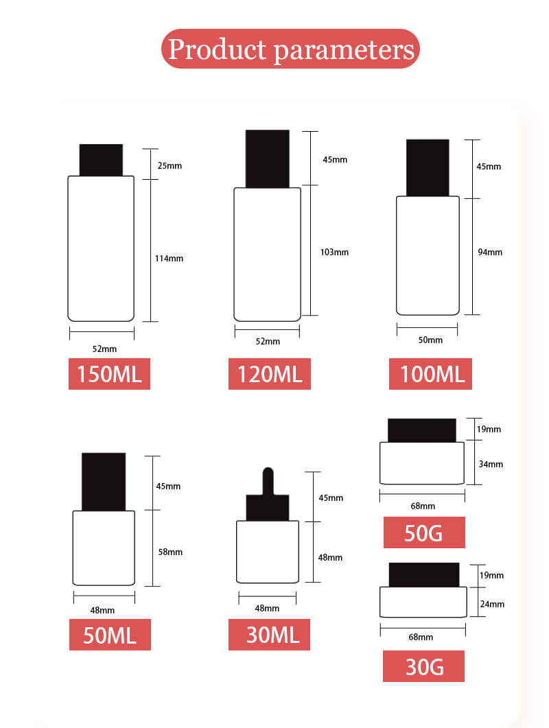 Various capacities skincare glass bottle and jar packing