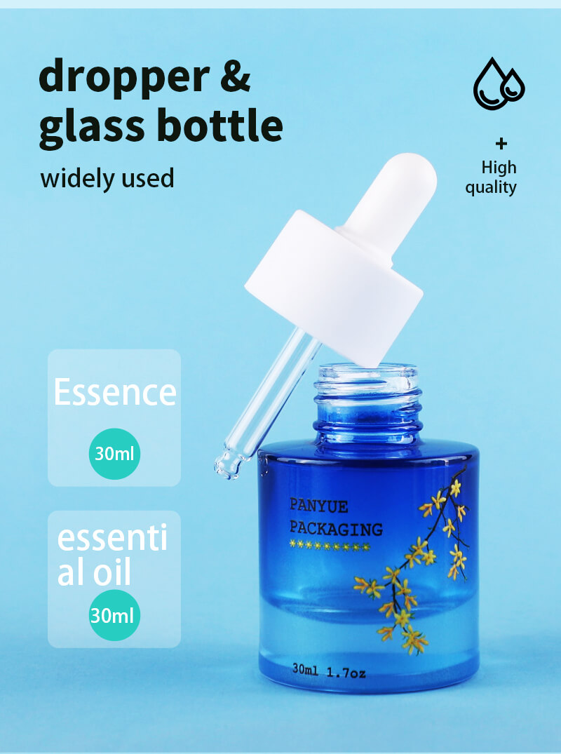 Luxury glass bottle packing with white dropper dor essential oil