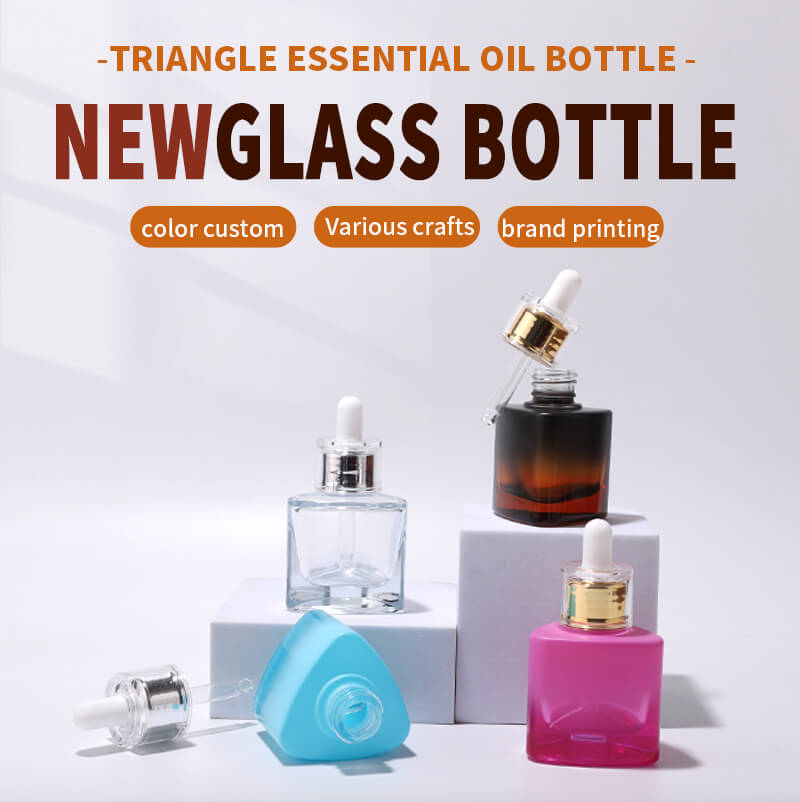Ready sale triangle cosmetic glass bottle