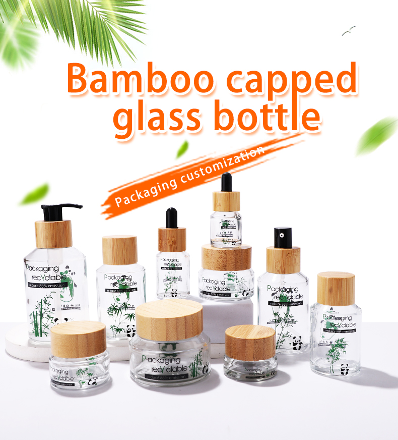 Bamboo capped glass bottle