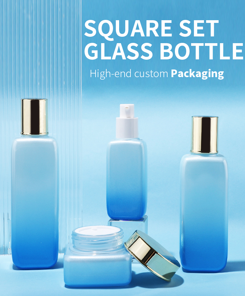 Square cosmetic glass bottle set