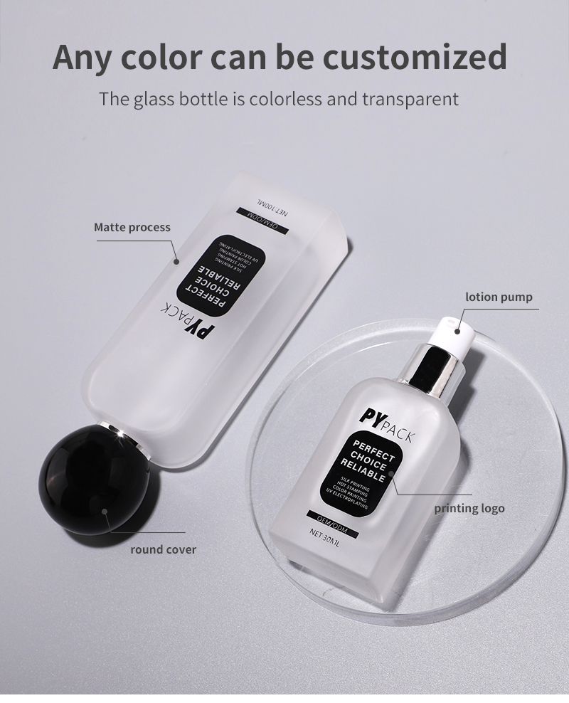 Detail of the glass lotion pump bottle set