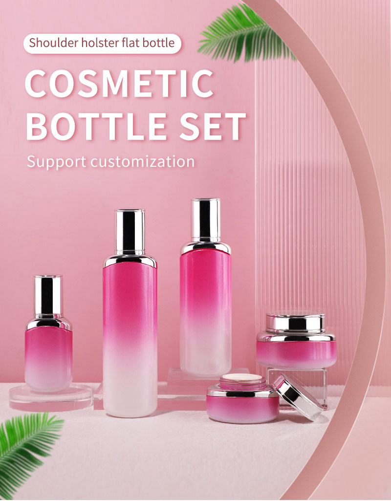  Flat shoulder cosmetic glass bottle set