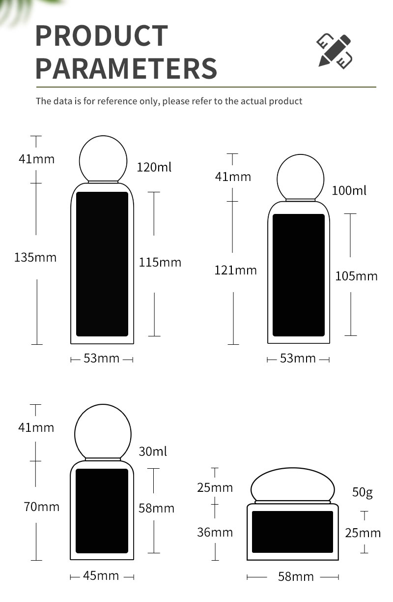 spherical cap glass bottle details