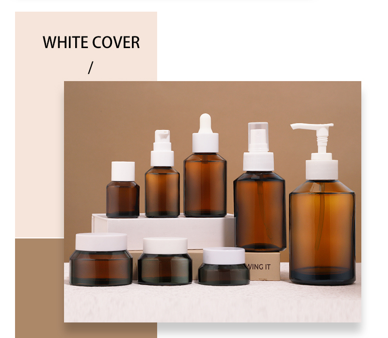 white lid glass bottle set