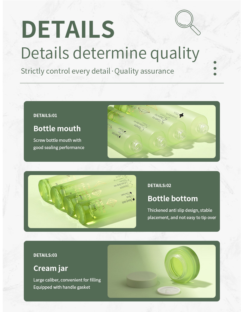 green cosmetic glass bottle