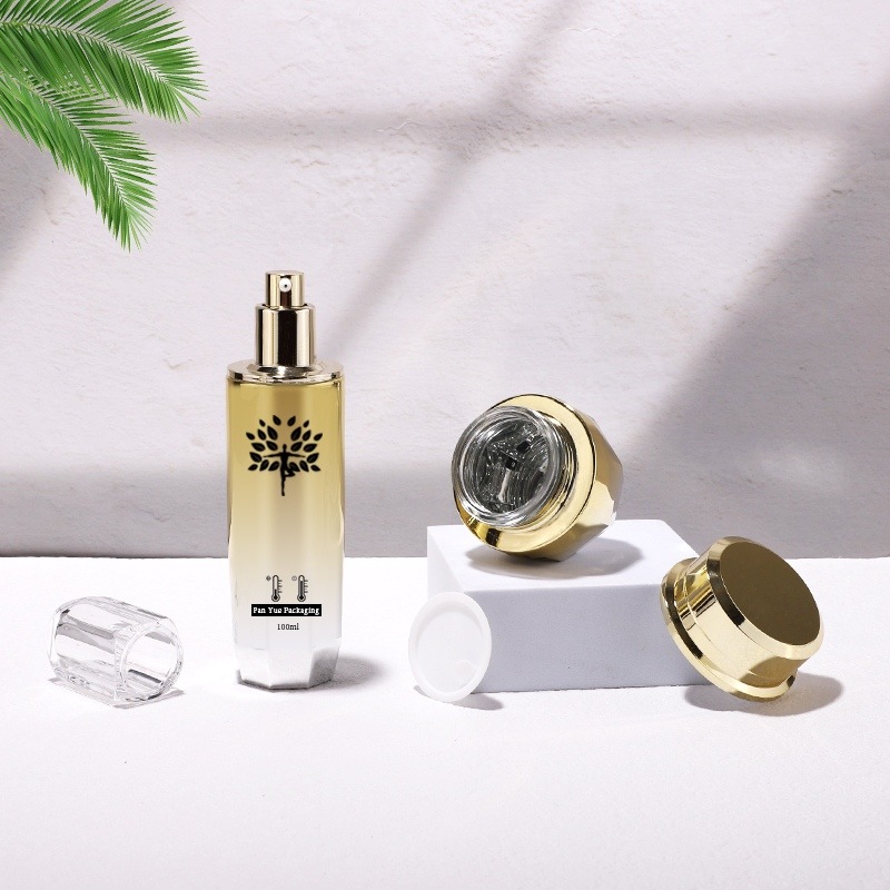 gold cosmetic glass bottle set