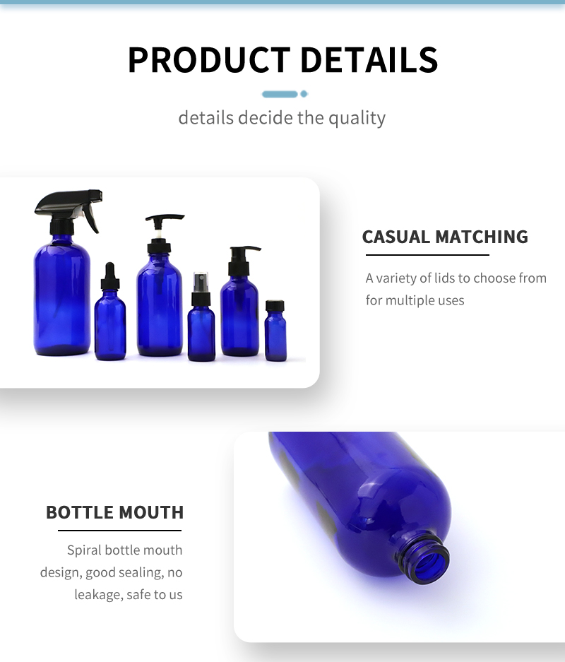 high-quality blue Boston glass bottle 