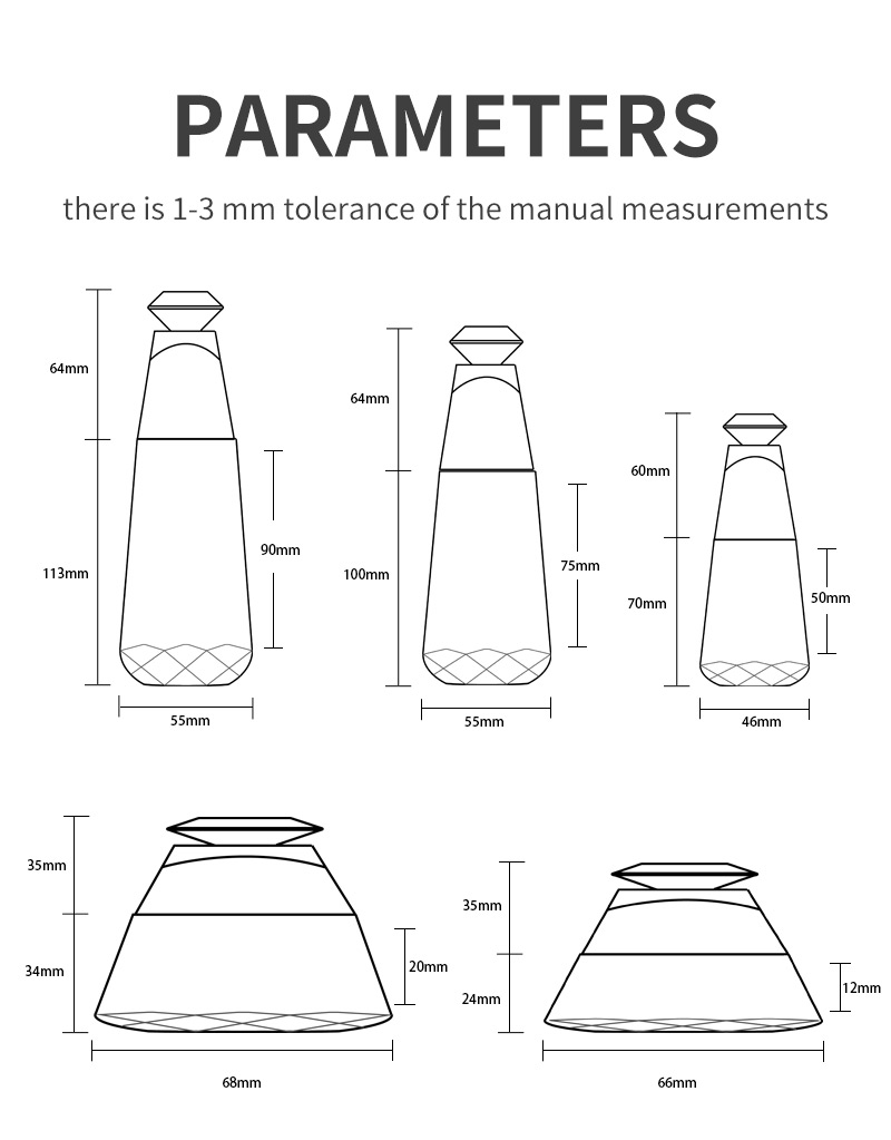 cosmetic bottle capacity diagram