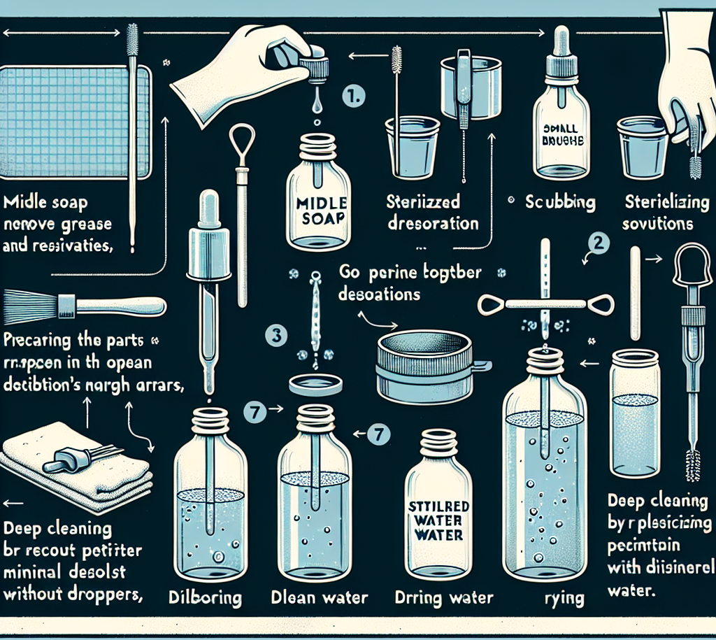 Cleaning process for dropper glass bottles