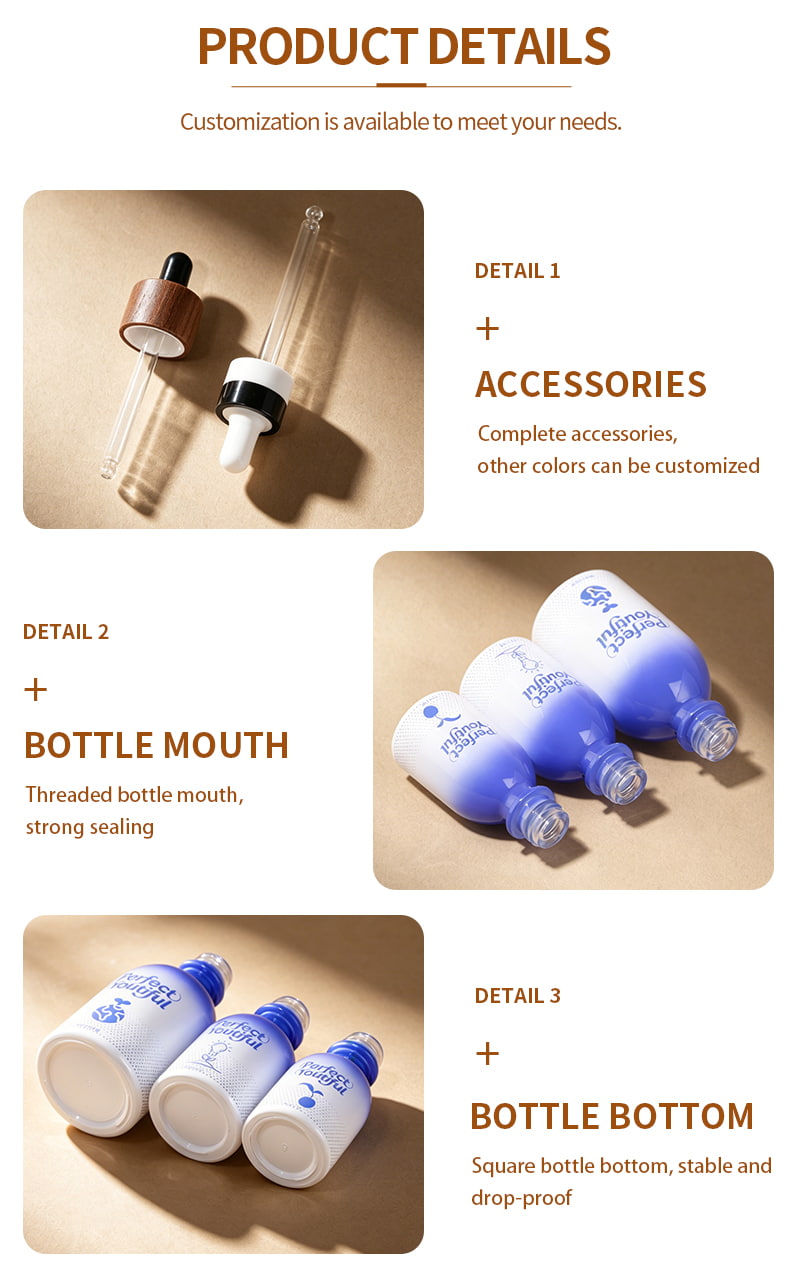 Wood Cap Gradient Glass Dropper Bottle