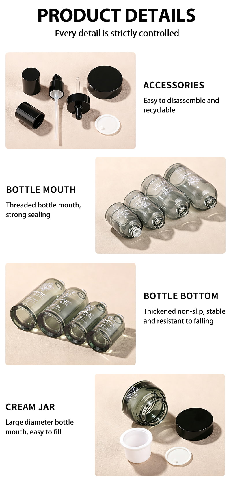 grey pump glass bottle