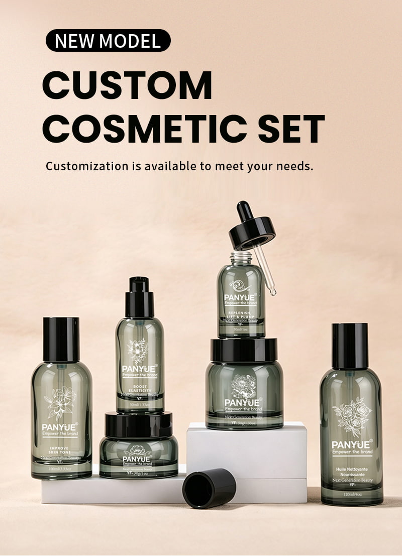 Grey Glass Cosmetic Packaging Set